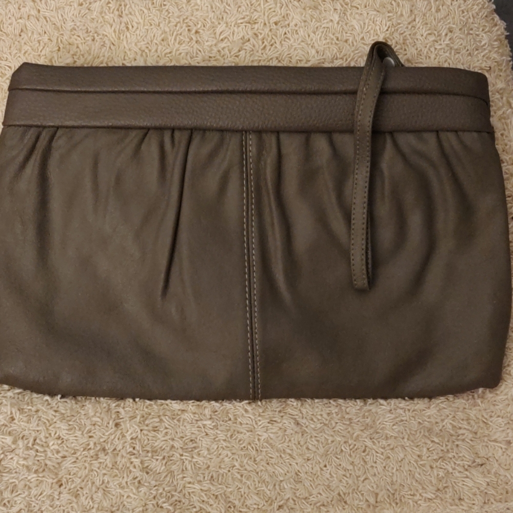 Leather Gray Clutch